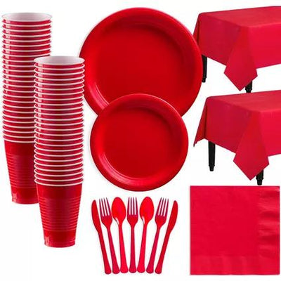 Red Plastic Tableware