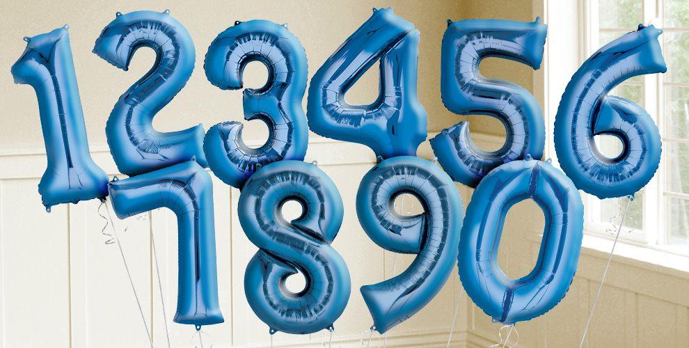 Blue Number Balloons - JJ's Party House