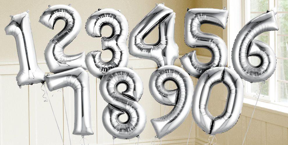 Silver Number Balloons - JJ's Party House: Birthday,Balloons,Favors,Gifts