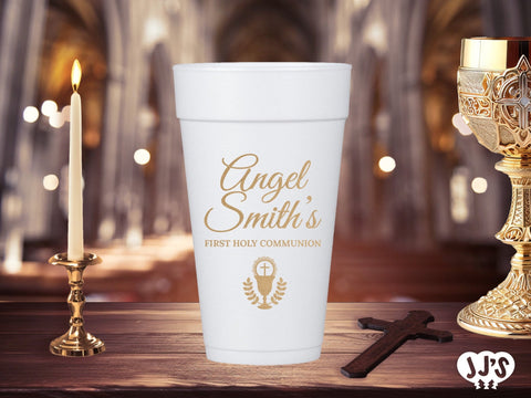 Angelic First Holy Communion Custom Foam Cups - JJ's Party House: Custom Party Favors, Napkins & Cups