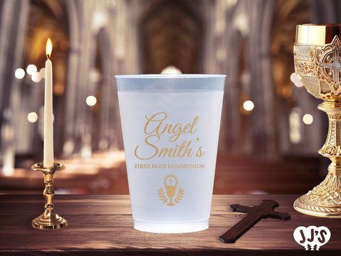 Angelic First Holy Communion Custom Frosted Cups - JJ's Party House: Custom Party Favors, Napkins & Cups
