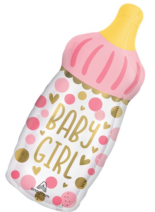 Baby Girl Bottle Jumbo Mylar Balloon, 31" - JJ's Party House McAllen, TX