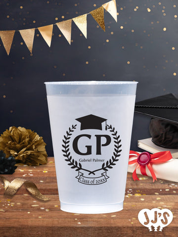 Bold Monogrammed Personalized Graduation Frosted Cups - JJ's Party House: Custom Party Favors, Napkins & Cups
