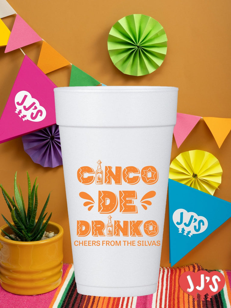 Cheers! Cinco de Drinko Custom Foam Cups - JJ's Party House: Custom Party Favors, Napkins & Cups
