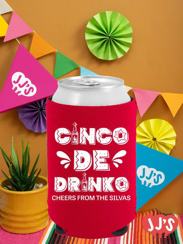 Cheers! Cinco de Drinko Custom Neoprene Can Coolers - JJ's Party House: Custom Party Favors, Napkins & Cups