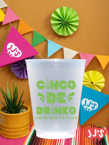 Cheers! Cinco de Drinko Fiesta Custom Frosted Cups - JJ's Party House: Custom Party Favors, Napkins & Cups