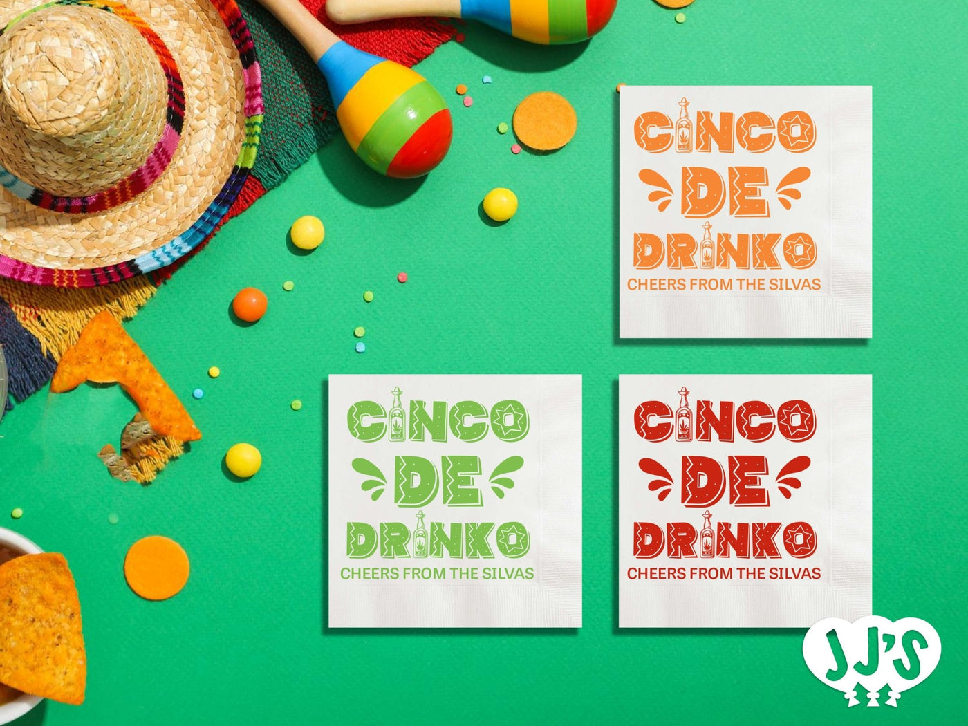 Cheers! Cinco de Drinko Fiesta Custom Napkins - JJ's Party House: Custom Party Favors, Napkins & Cups