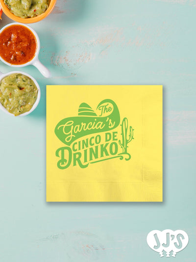 Cinco de Drinko Fiesta Custom Napkins - JJ's Party House: Custom Party Favors, Napkins & Cups