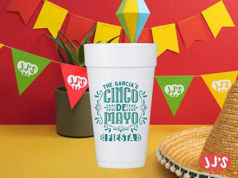 Cinco de Mayo Fiesta Custom Foam Cups - JJ's Party House: Custom Party Favors, Napkins & Cups