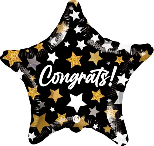 Congrats Stars Mylar Ballon 18" - JJ's Party House McAllen, TX