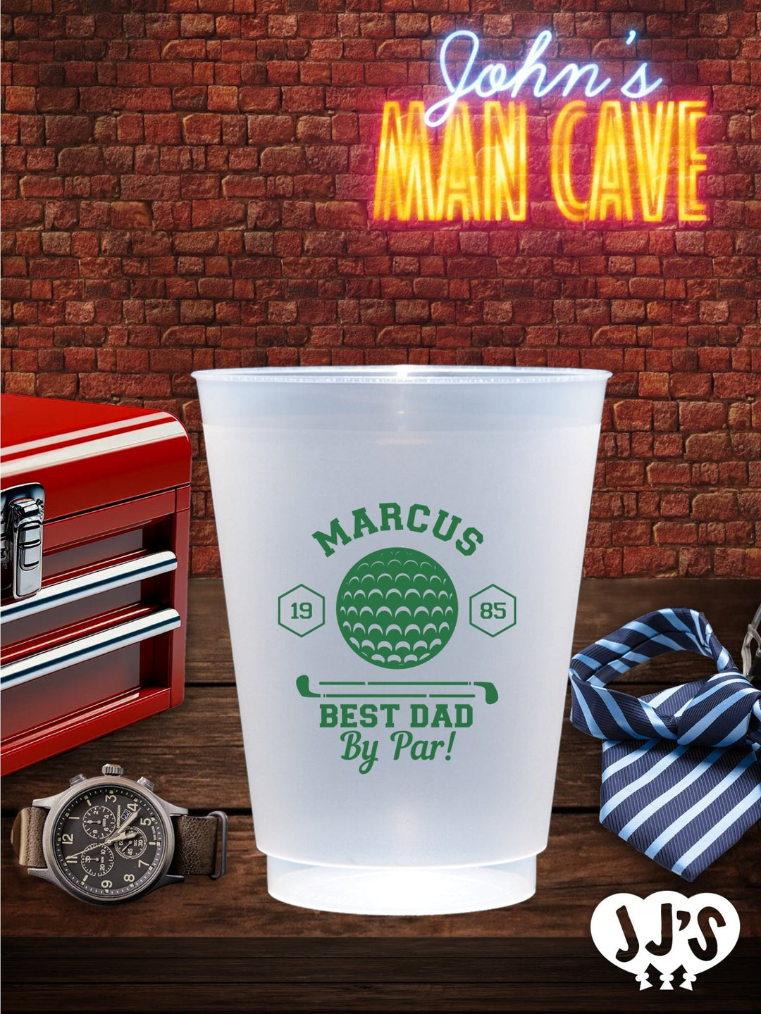 Custom Fathers Day Cups - Best Dad By Par Custom Frosted Cups - JJ's Party House: Custom Party Favors, Napkins & Cups