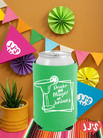 Drinko de Mayo Fiesta Fun Custom Neoprene Can Coolers - JJ's Party House: Custom Party Favors, Napkins & Cups