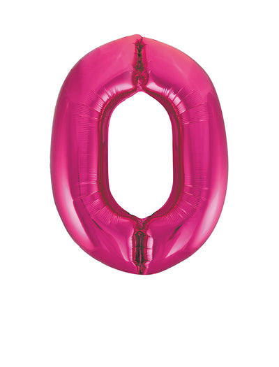 Pink Number 0  Balloon 34"