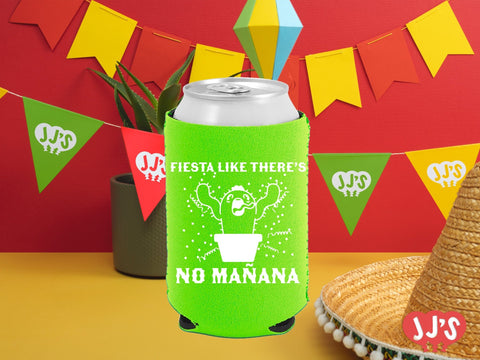 Fiesta Like There's No Manana Custom Neoprene Can Coolers - JJ's Party House: Custom Party Favors, Napkins & Cups