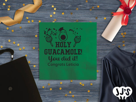 Holy Guacamole! You Did It! Personalized Graduation Napkins - JJ's Party House: Custom Party Favors, Napkins & Cups