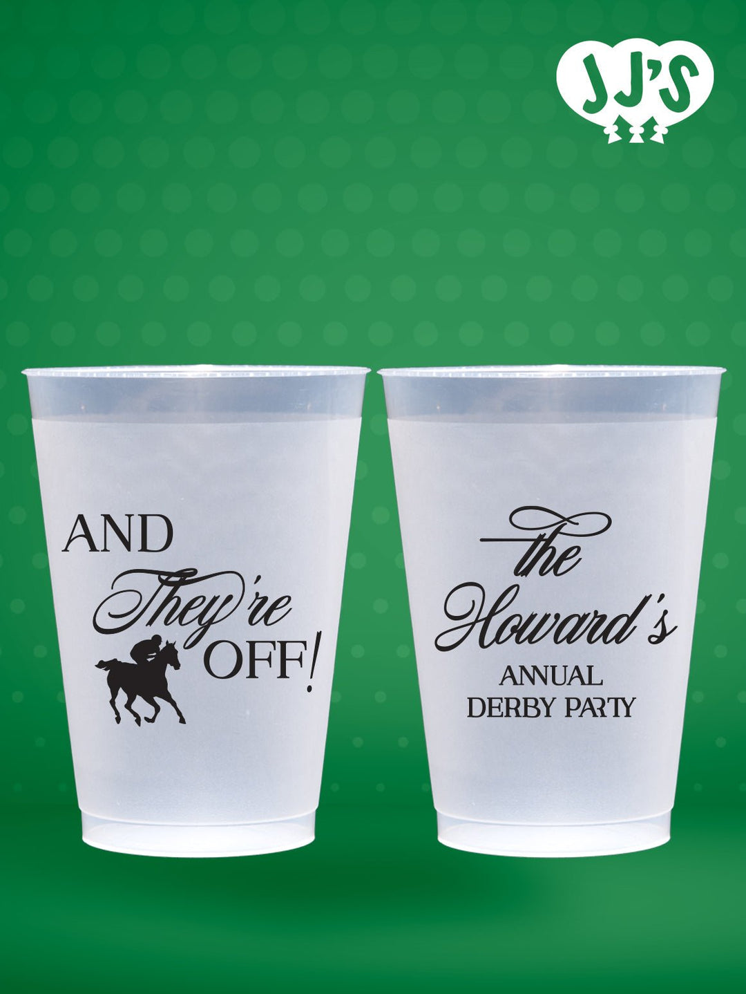 Kentucky Derby Party Cups: And They're Off! Custom Frosted Cups - JJ's Party House: Birthday,Balloons,Favors,Gifts