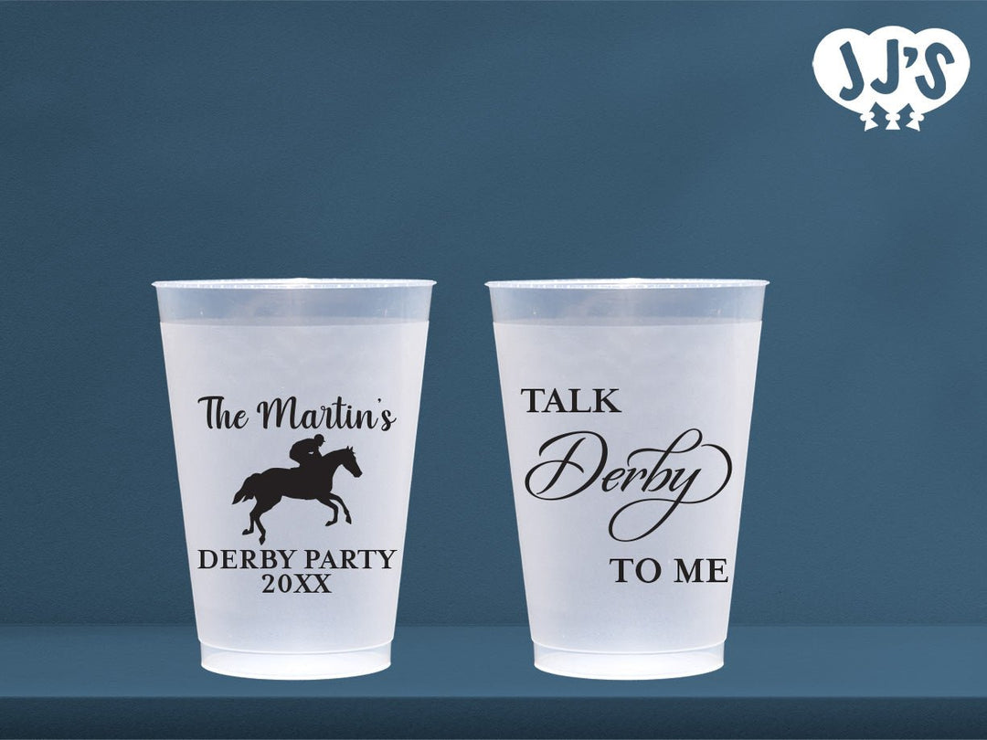 Kentucky Derby Party Cups: Talk Derby to Me Custom Frosted Cups - JJ's Party House: Birthday,Balloons,Favors,Gifts