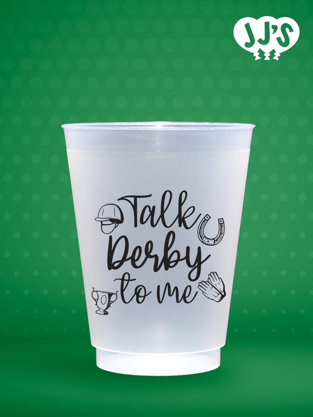 Kentucky Derby Party Cups: Talk Derby to Me Horse Racing Icons Custom Frosted Cups - JJ's Party House: Birthday,Balloons,Favors,Gifts