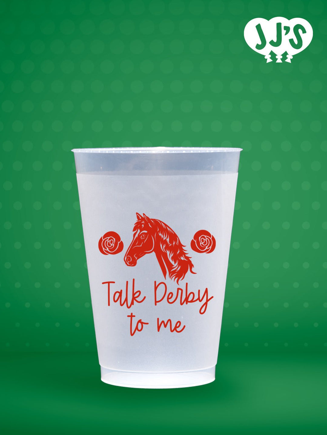 Kentucky Derby Party Cups: Talk Derby to Me Roses Custom Frosted Cups - JJ's Party House: Birthday,Balloons,Favors,Gifts