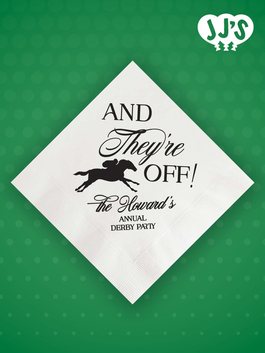 Kentucky Derby Party Custom Napkins: And They're Off Custom Napkins - JJ's Party House: Birthday,Balloons,Favors,Gifts