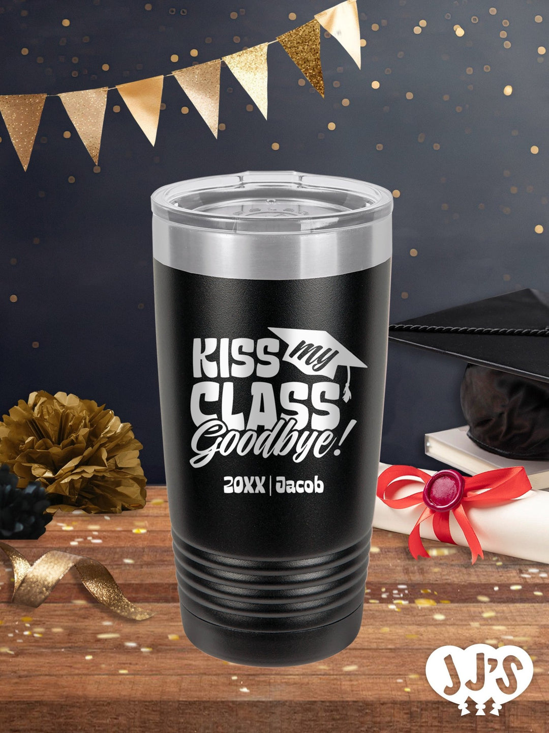 Kiss My Class Goodbye Cap Graduation Personalized Tumbler - JJ's Party House: Birthday,Balloons,Favors,Gifts