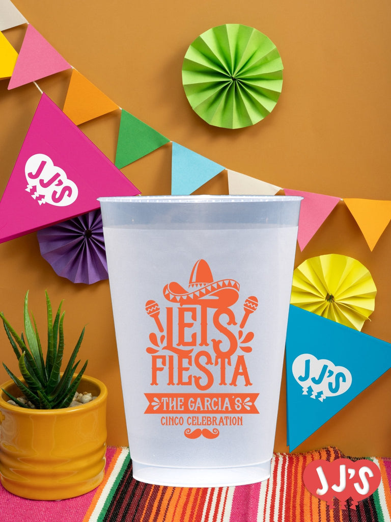 Let's Fiesta Custom Frosted Cups - JJ's Party House: Custom Party Favors, Napkins & Cups