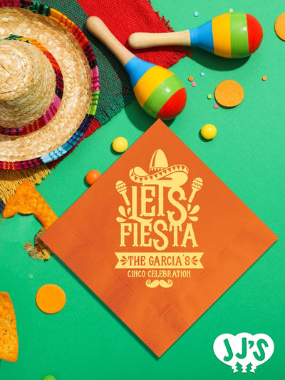 Let's Fiesta Custom Napkins - JJ's Party House: Custom Party Favors, Napkins & Cups