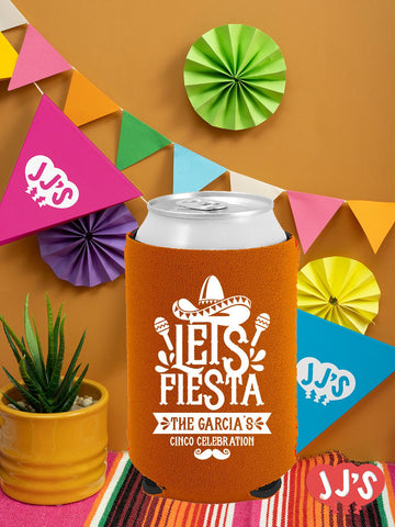 Let's Fiesta Custom Neoprene Can Coolers - JJ's Party House: Custom Party Favors, Napkins & Cups