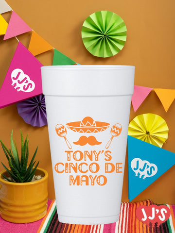 Mr. Cinco de Mayo Fiesta Custom Foam Cups - JJ's Party House: Custom Party Favors, Napkins & Cups