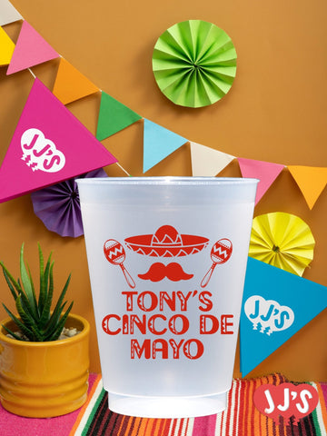 Mr. Cinco de Mayo Fiesta Custom Frosted Cups - JJ's Party House: Custom Party Favors, Napkins & Cups