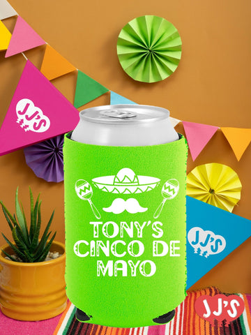 Mr. Cinco de Mayo Fiesta Custom Neoprene Can Coolers - JJ's Party House: Custom Party Favors, Napkins & Cups