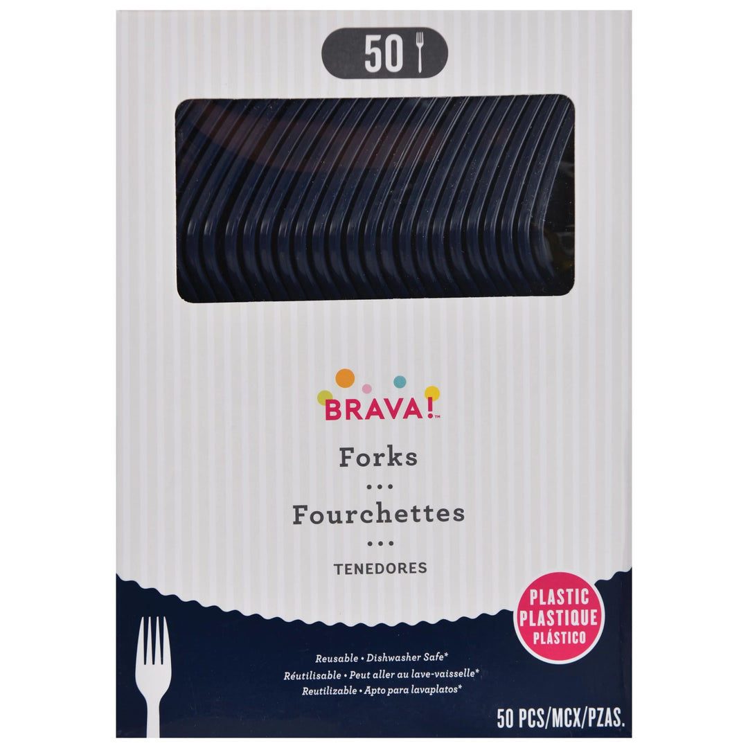 Navy Blue Plastic Forks 50ct - JJ's Party House: Birthday, Balloons & Custom Party Favors
