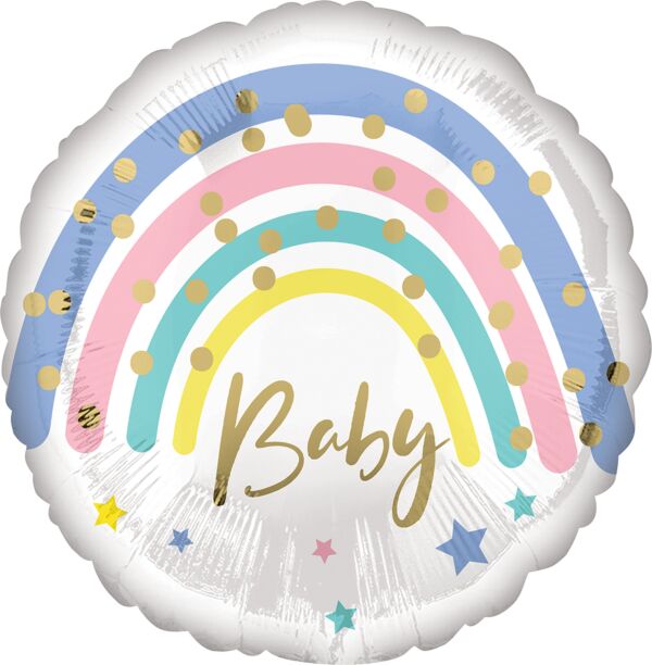 Pastel Rainbow Baby Mylar Balloons, 18" - JJ's Party House McAllen, TX