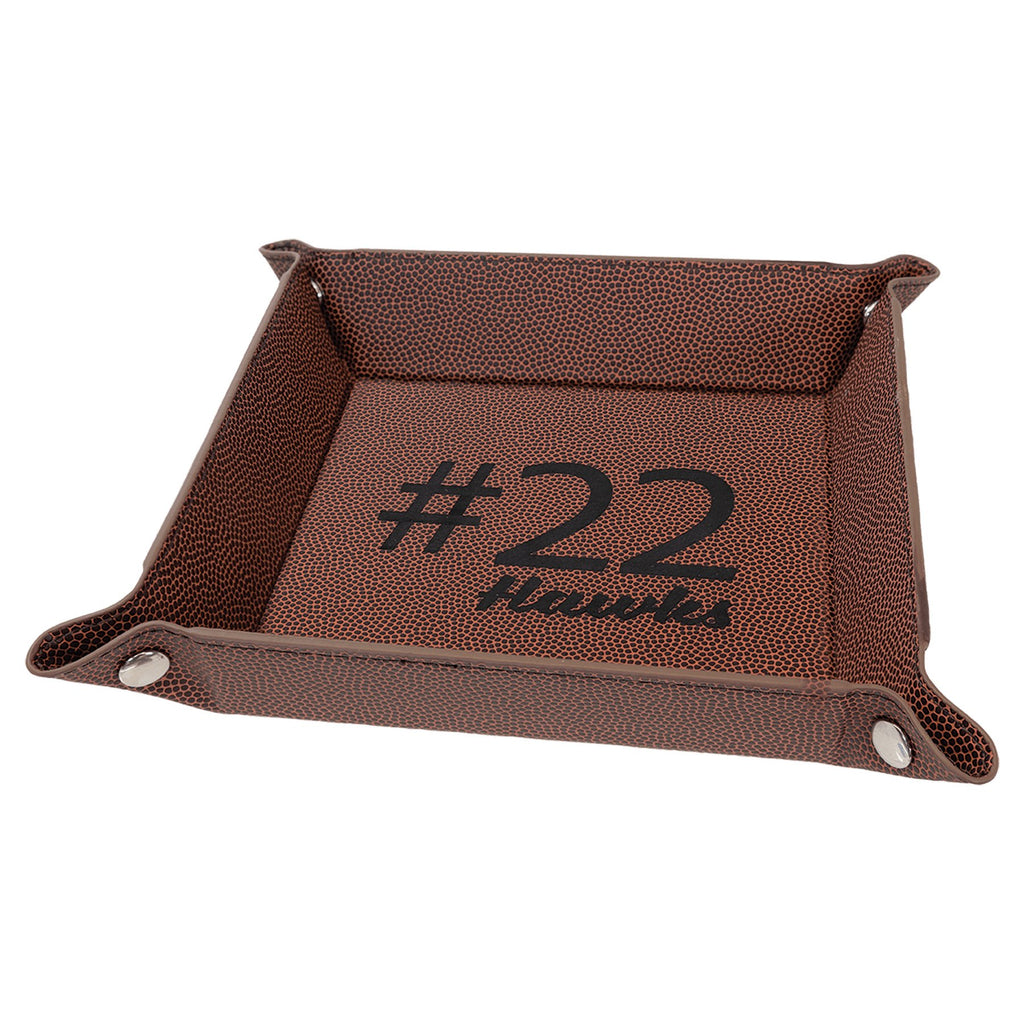 Personalized Football Leatherette Tray with Snaps 6