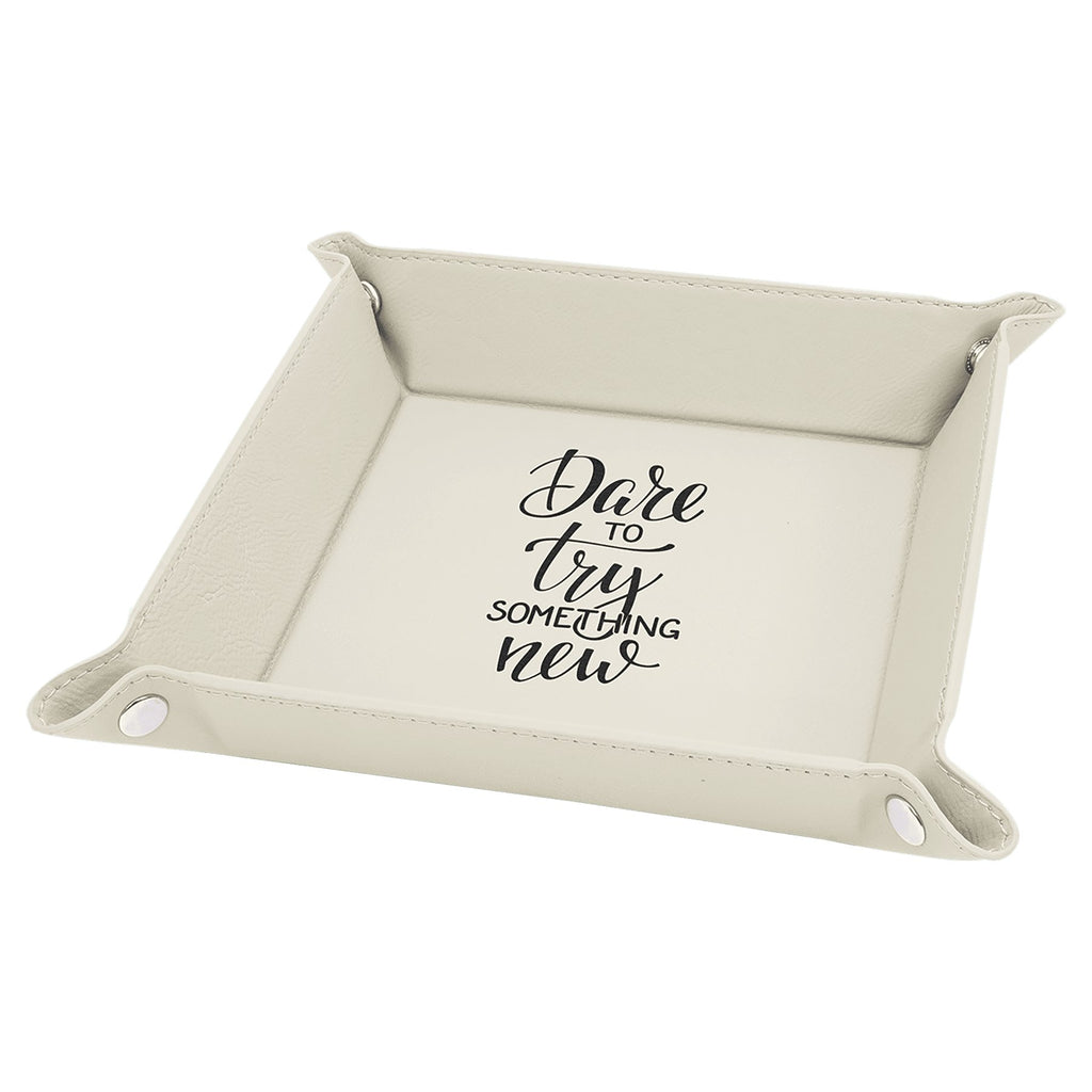 Personalized White Leatherette Tray with Snaps 6