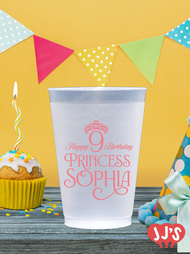 Princesses and Tiaras Birthday Custom Frosted Cups - JJ's Party House: Custom Party Favors, Napkins & Cups
