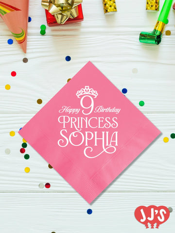 Princesses and Tiaras Custom Birthday Napkins - JJ's Party House: Custom Party Favors, Napkins & Cups