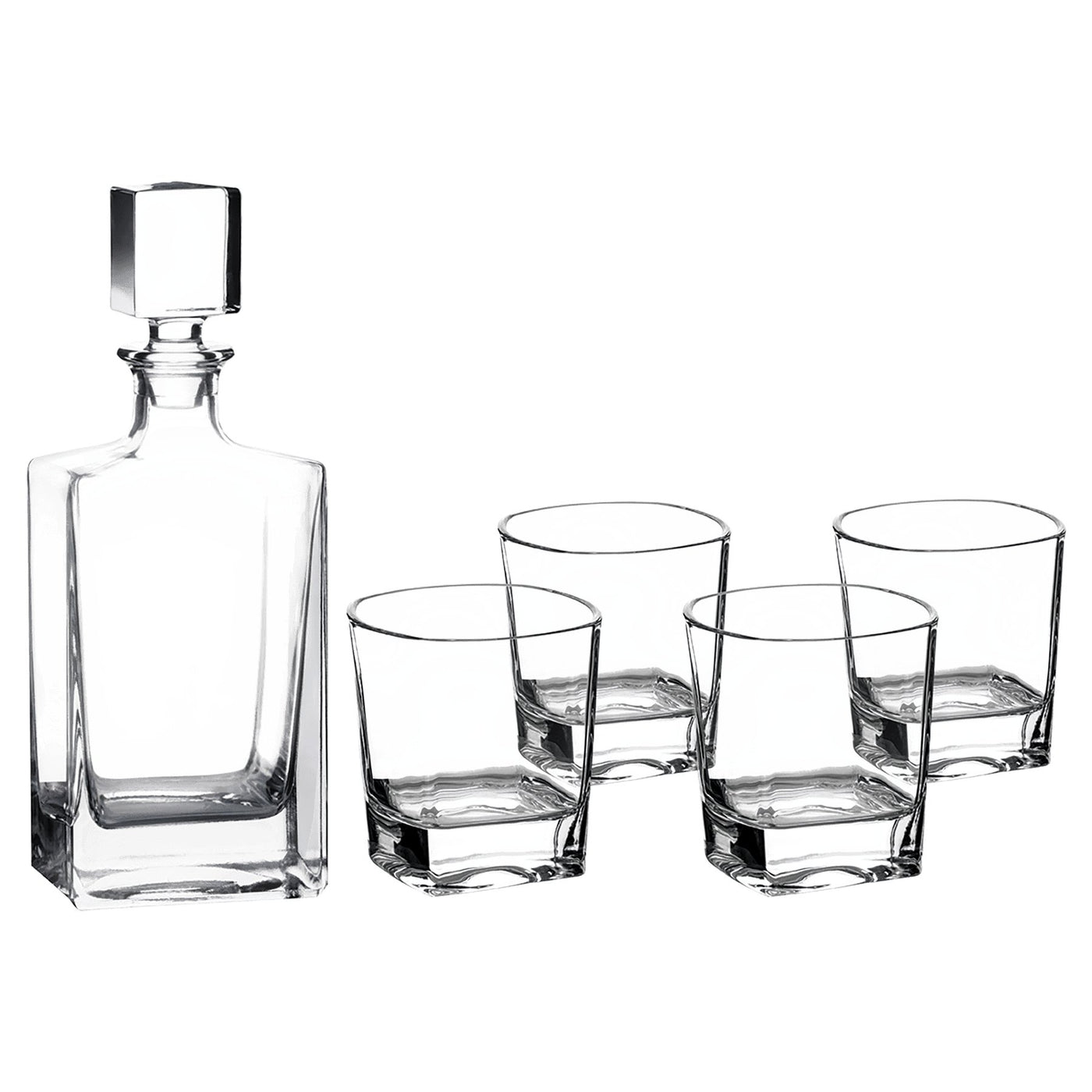 Rectangle Glass Decanter Set w/ Four Glasses - JJ's Party House: Custom Party Favors, Napkins & Cups