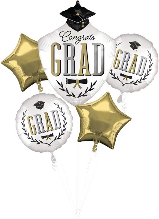 Satin Infused Caps Off Grad Balloon Bouquet - JJ's Party House McAllen, TX