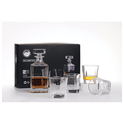 Square Glass Decanter Set w/ Four Glasses - JJ's Party House: Custom Party Favors, Napkins & Cups