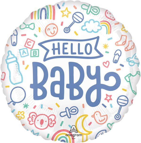 Sweet Baby Shapes Hello Baby Shower Mylar Balloons, 18" - JJ's Party House McAllen, TX