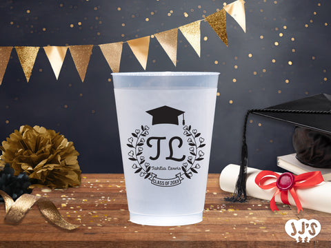 Script Monogrammed Personalized Graduation Frosted Cups