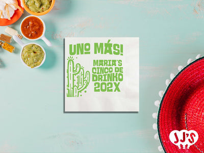 Uno Mas! Cinco de Drinko Fiesta Custom Napkins - JJ's Party House: Custom Party Favors, Napkins & Cups