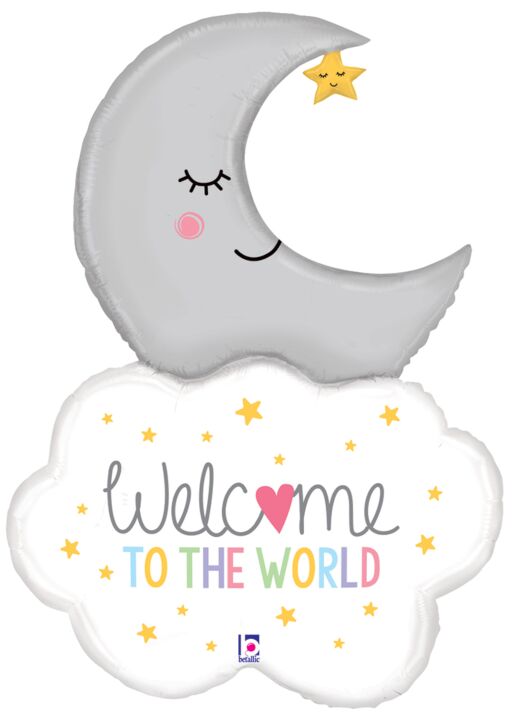 Welcome Baby Moon to the World Jumbo Mylar Balloon, 43" - JJ's Party House McAllen, TX