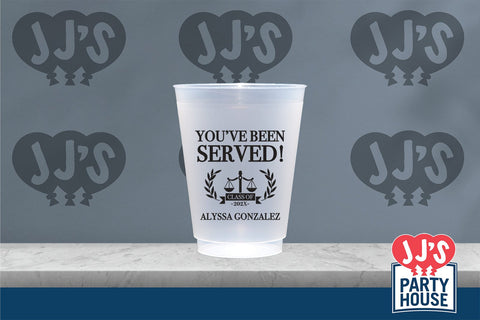 You've Been Served Law School Graduation Flex Cups - JJ's Party House: Custom Party Favors, Napkins & Cups