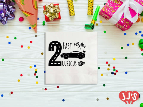 2 Fast 2 Curious Racing Birthday Personalized Napkins - JJ's Party House