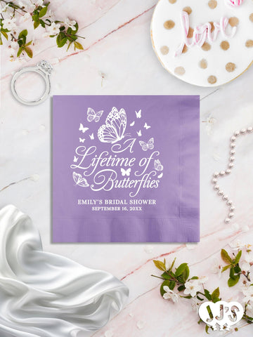 A Lifetime of Butterflies Personalized Bridal Shower Party Napkins - JJ's Party House