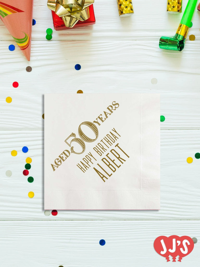 Aged to Perfection Vintage Birthday Peronalized Napkins - JJ's Party House