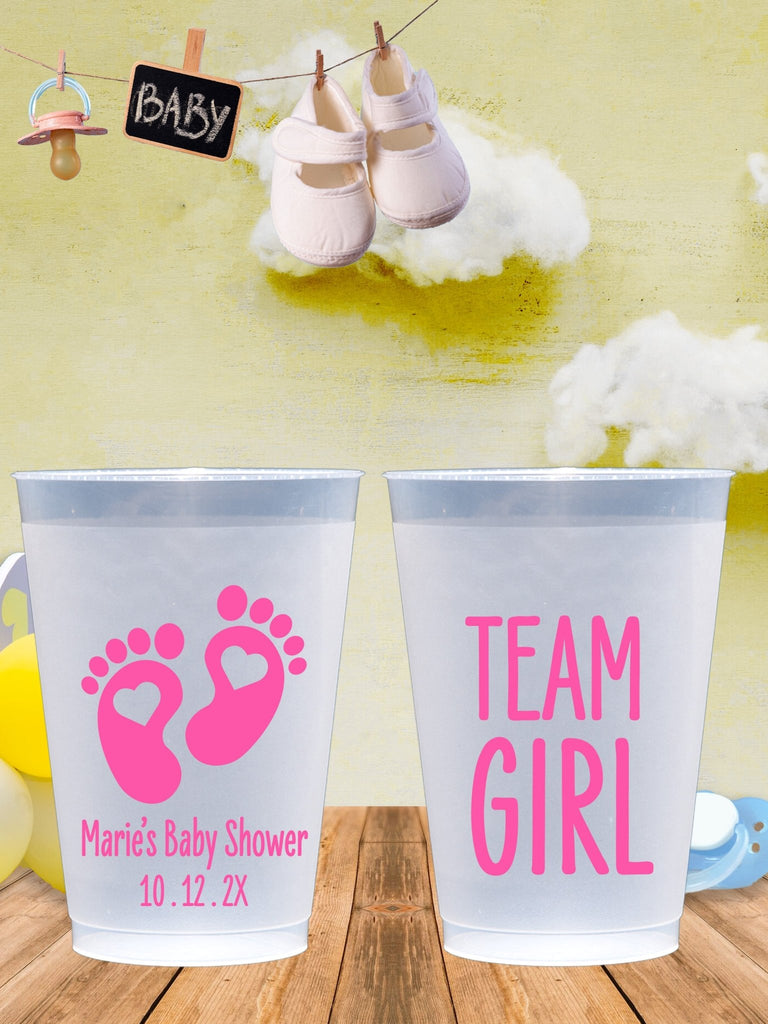 Baby Shower Team Boy/Team Girl Plastic Frosted Flex Cups - JJ's Party House
