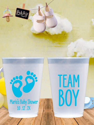 Baby Shower Team Boy/Team Girl Plastic Frosted Flex Cups - JJ's Party House